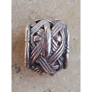 John Hardy 925 Sterling Silver Woven Huggie Clip On Earrings SINGLE